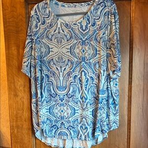 Lane Bryant Blue Paisley Tunic Top